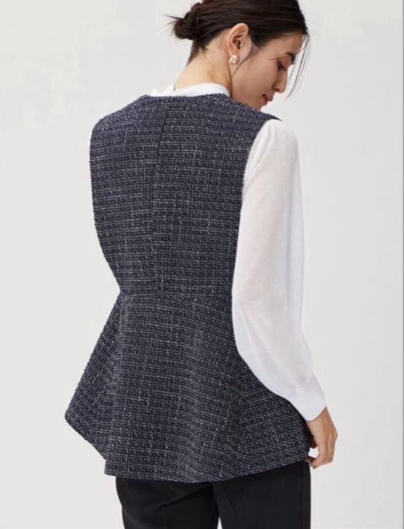 プラステ　【新品】　ツイードペプラムジレ　S