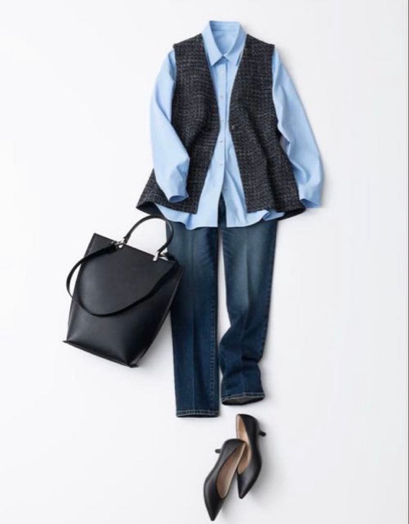 プラステ　【新品】　ツイードペプラムジレ　S