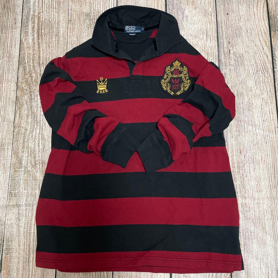【希少】POLO RALPH LAUREN＊ワイドボーダー＊ラガーシャツ＊XL