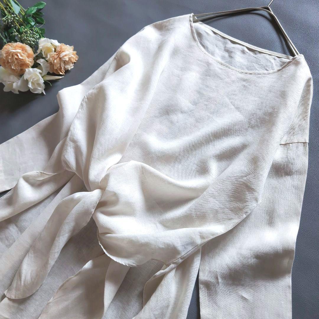 極美品✨23SSビアズリー 前結びリネンチュニックブラウス 麻