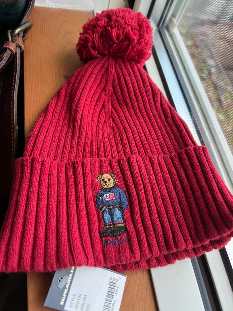 Polo Ralph Lauren ポロベア刺繍 ニット帽 レッド