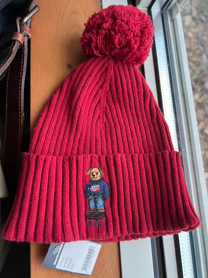 Polo Ralph Lauren ポロベア刺繍 ニット帽 レッド