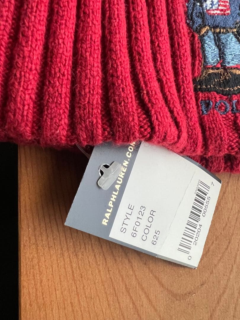 Polo Ralph Lauren ポロベア刺繍 ニット帽 レッド