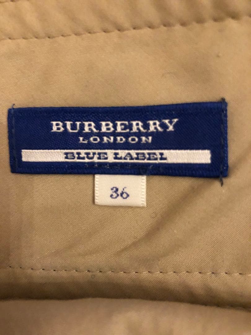 バーバリーブルーレーベル　ベージュ チェック プリーツスカート 36