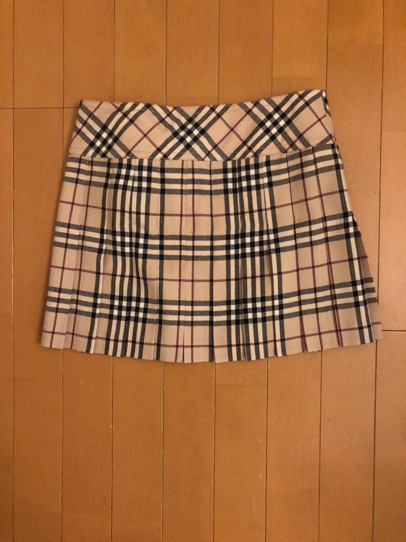 バーバリーブルーレーベル　ベージュ チェック プリーツスカート 36