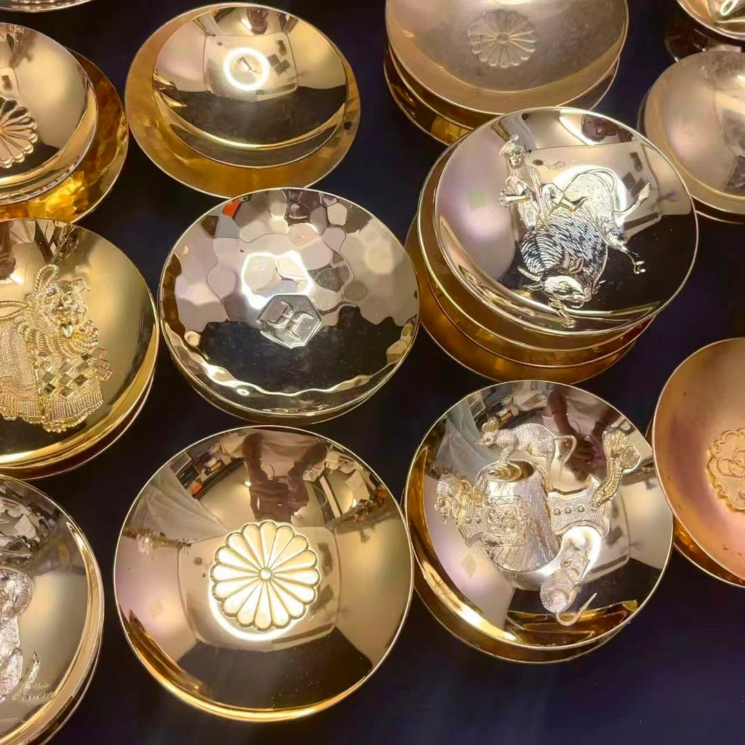 24KGP 金杯 金盃 金メッキ 干支 鳳凰 菊花紋等 45点 約4.05kg