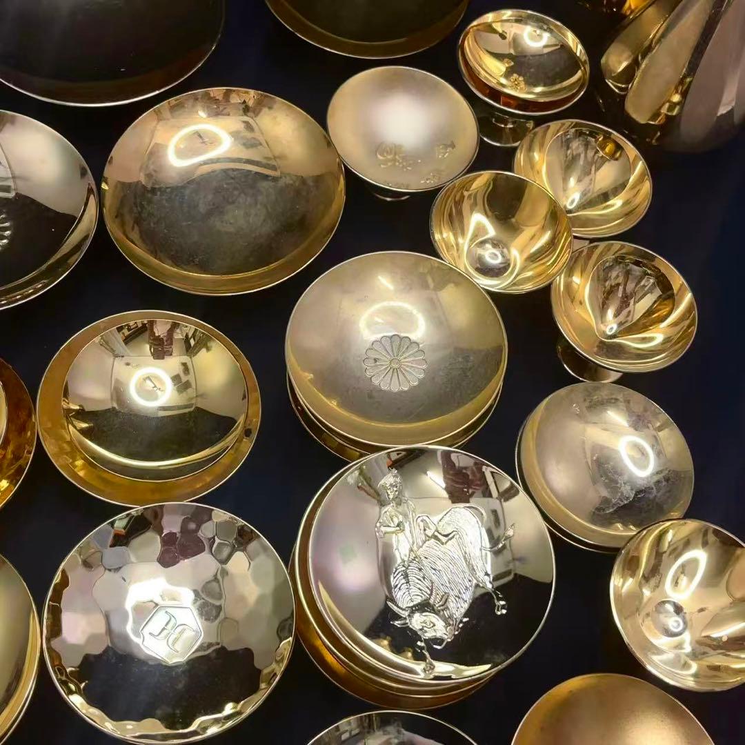 24KGP 金杯 金盃 金メッキ 干支 鳳凰 菊花紋等 45点 約4.05kg