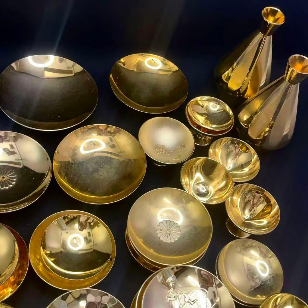 24KGP 金杯 金盃 金メッキ 干支 鳳凰 菊花紋等 45点 約4.05kg