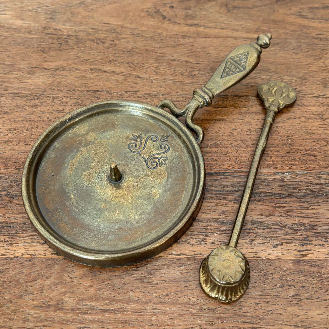 【ドイツ キャンドルスタンドとスナッファーセット U】ヴィンテージ