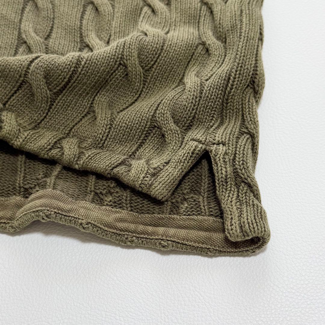 現行　POLO RALPH LAURENケーブルニットポロシャツ L オリーブ