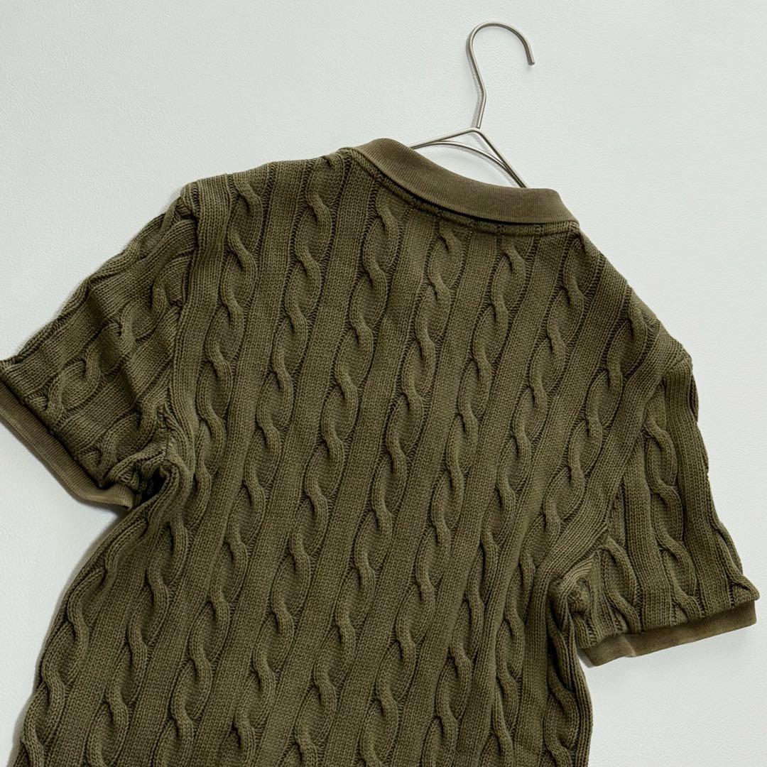 現行　POLO RALPH LAURENケーブルニットポロシャツ L オリーブ