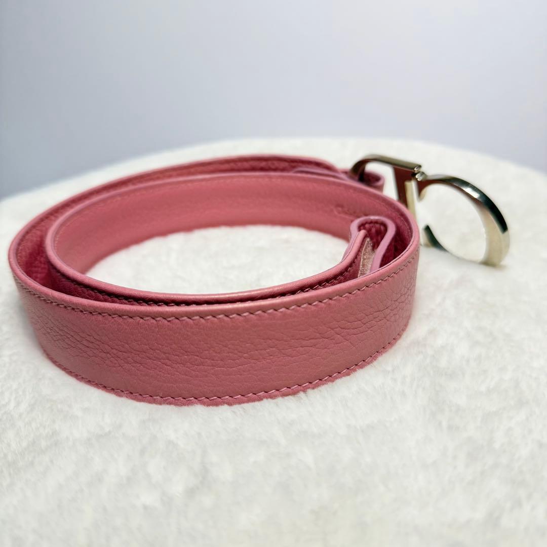 希少 美品 Christian Dior ピンク 刺繍 ベルト CD金具