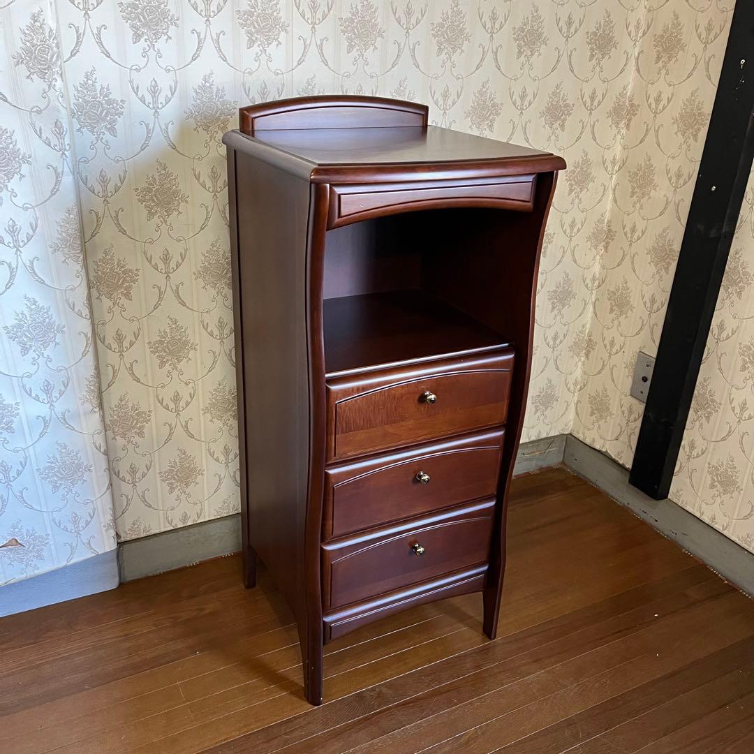 【アンティーク】HIKARI 木製 サイドチェスト 電話台 収納 3段 古民家