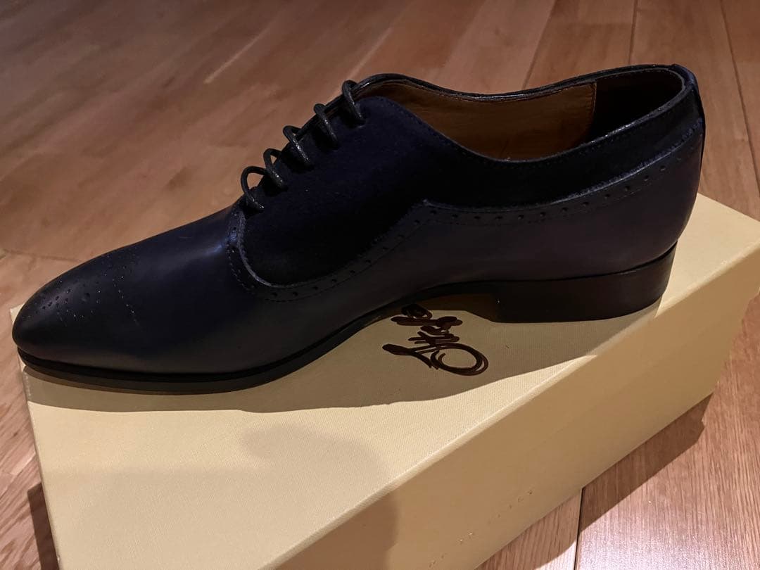 新品 ステファノブランキーニ 内羽根プレーントゥ ネイビー 伊製 サイズ42.5