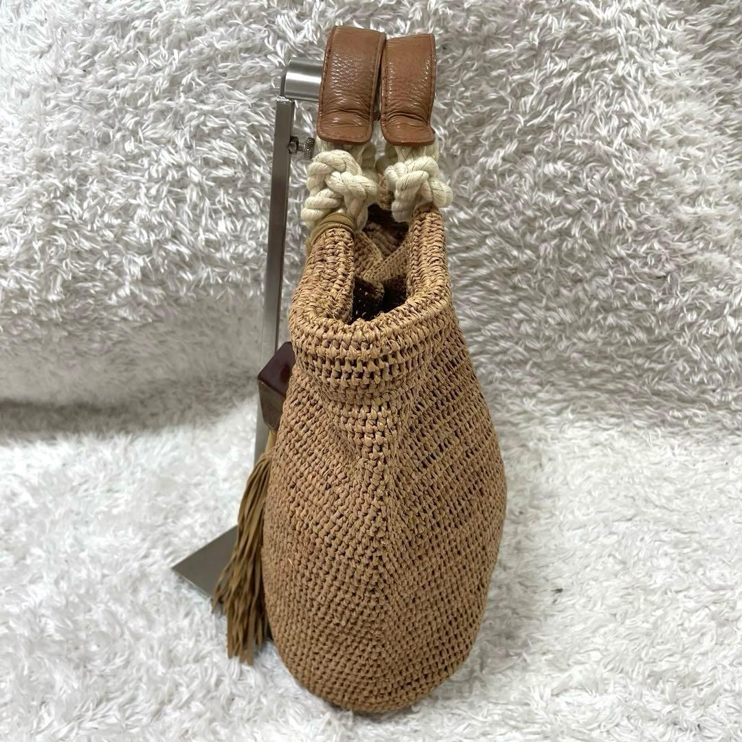 ヘレンカミンスキー 籠バッグ　レザー　ラフィア