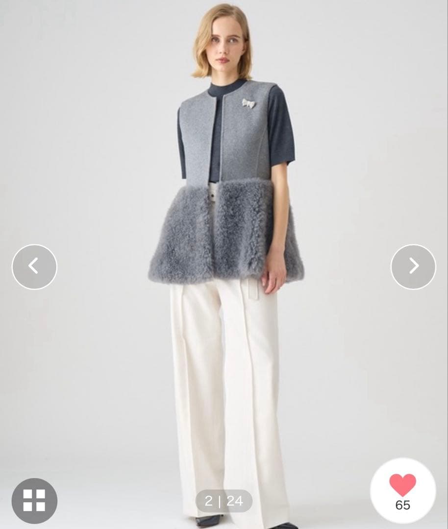 ANAYI アナイ ウールファーペプラムジレ