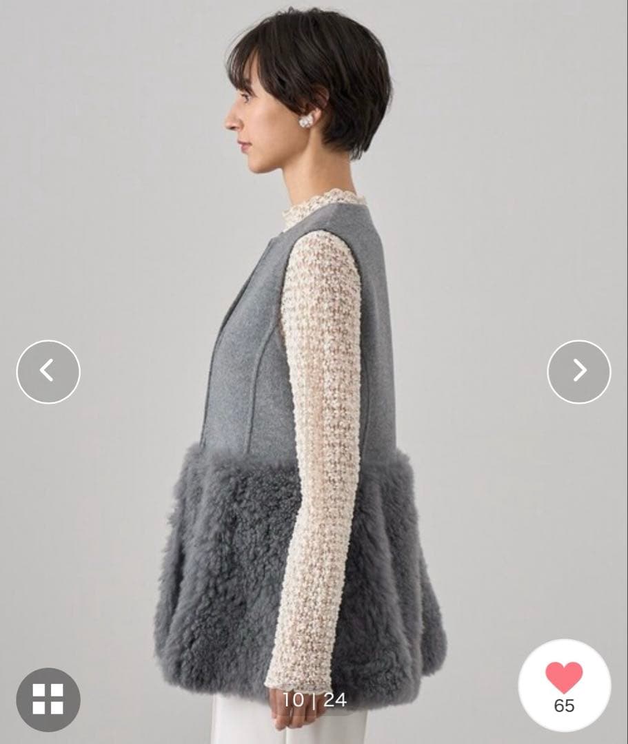 ANAYI アナイ ウールファーペプラムジレ