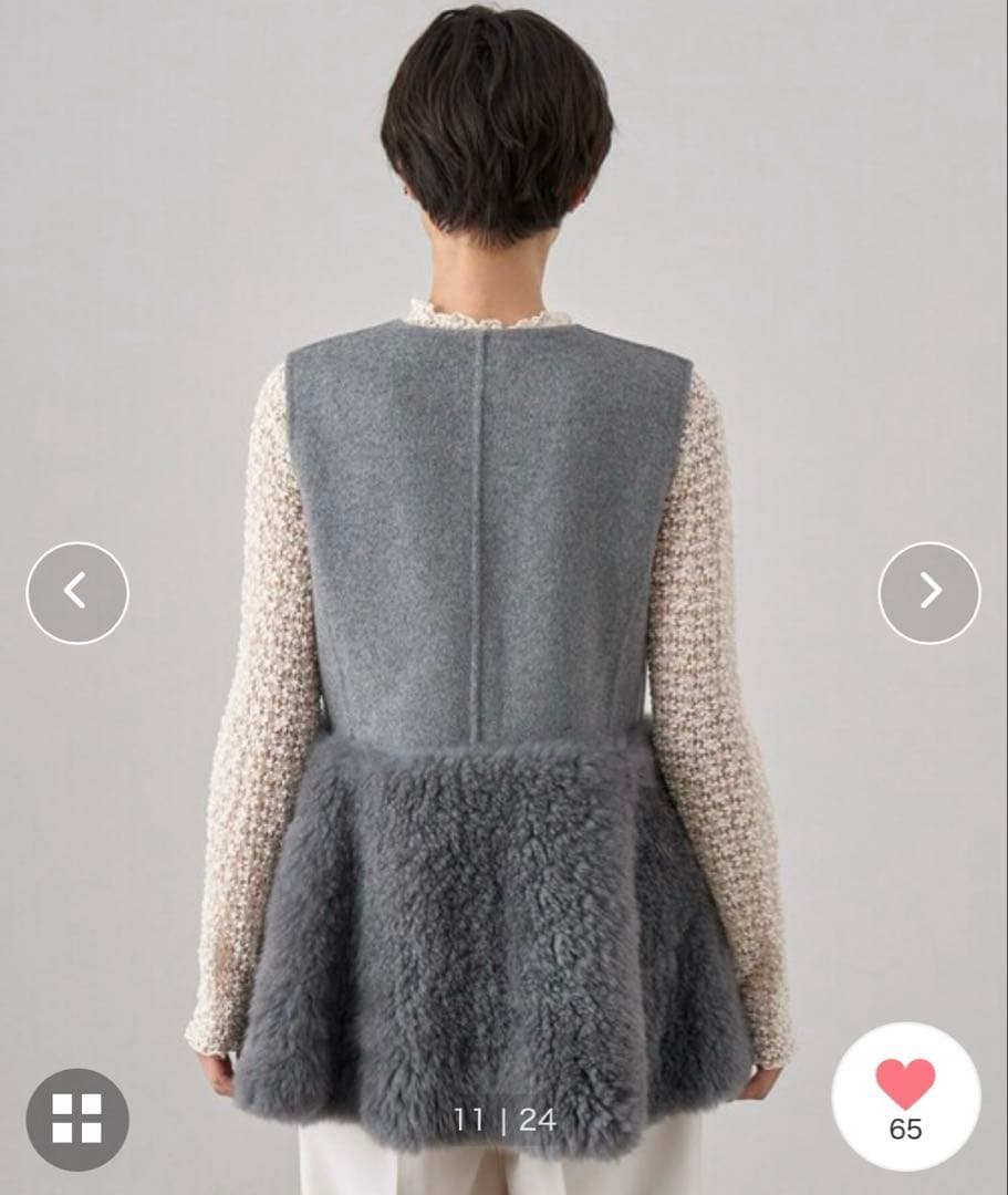 ANAYI アナイ ウールファーペプラムジレ