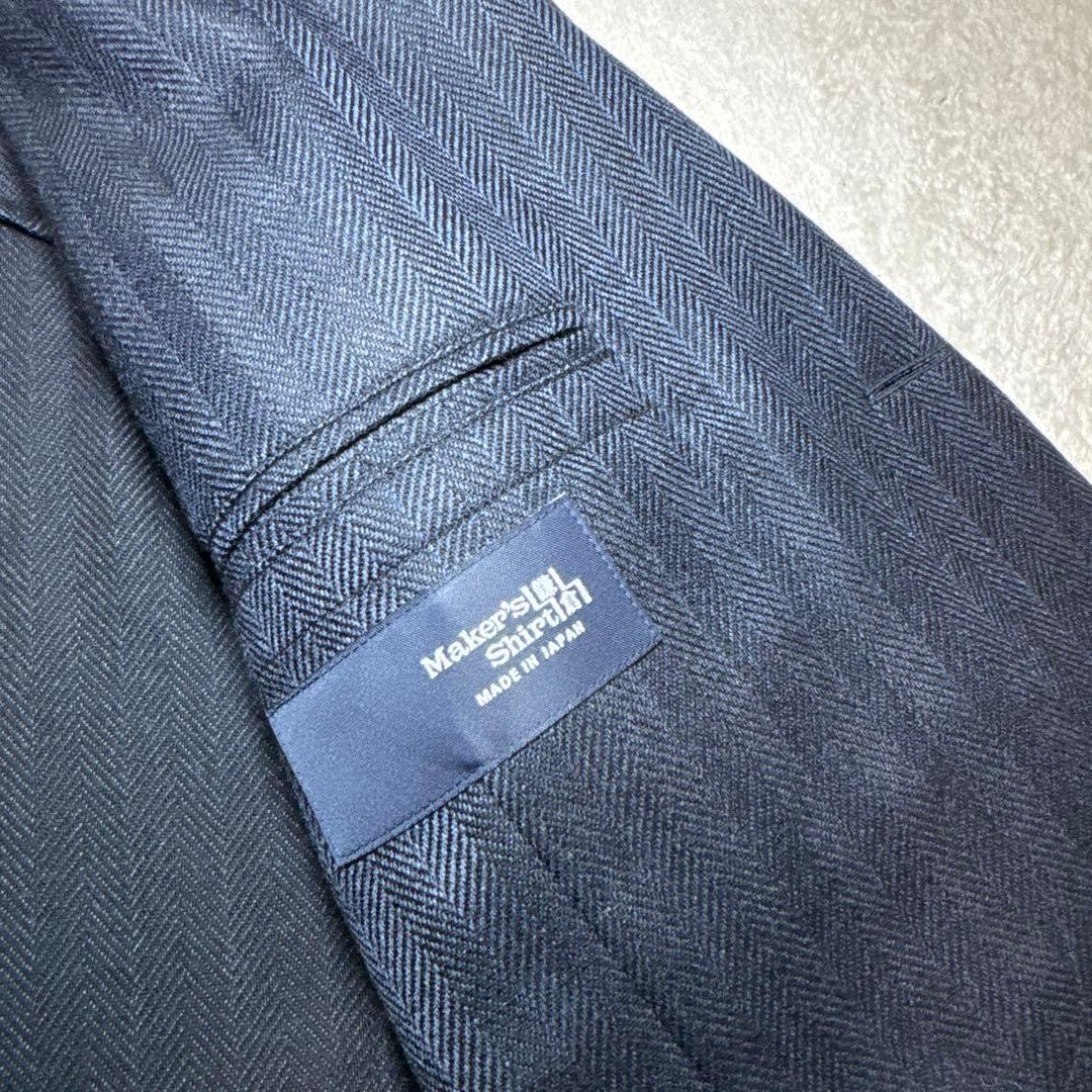 08 極美品　鎌倉シャツ　テーラードジャケット　ネイビー　XL