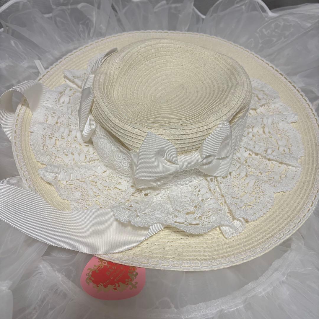 【タグ付き】アミィ・ミエルボンネットハット オフ白