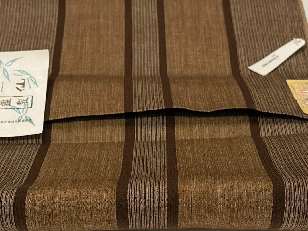 ❗️レア品❗️竺仙　綿１００％　綿しじら織り　蔵出し品　太縞　女浴衣反物　平畳み