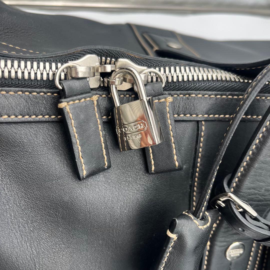 美品 コーチ 2way ボストンバッグ 旅行バッグ ブラック 黒 レザー