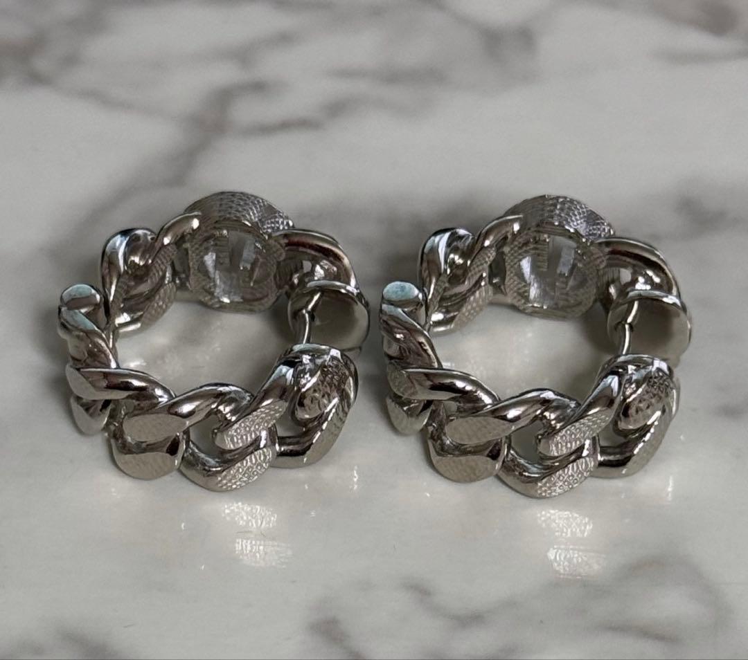 GUCCI ゴルメット チェーン ワイドピアス gg ロゴ インターロッキング