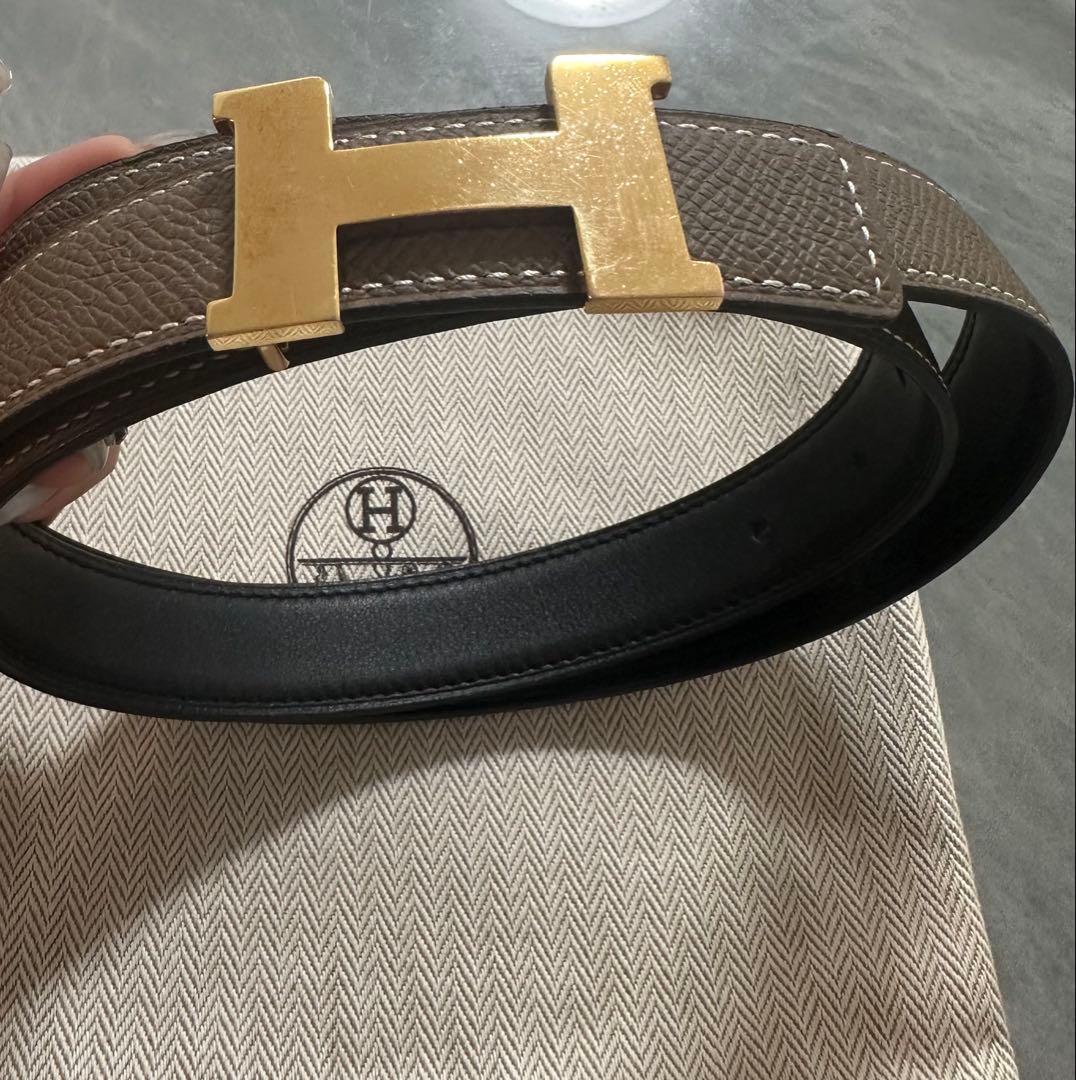 (専用)エルメス リバーシブルベルト 24mm 黒/エトゥープ ミニコンスタンス