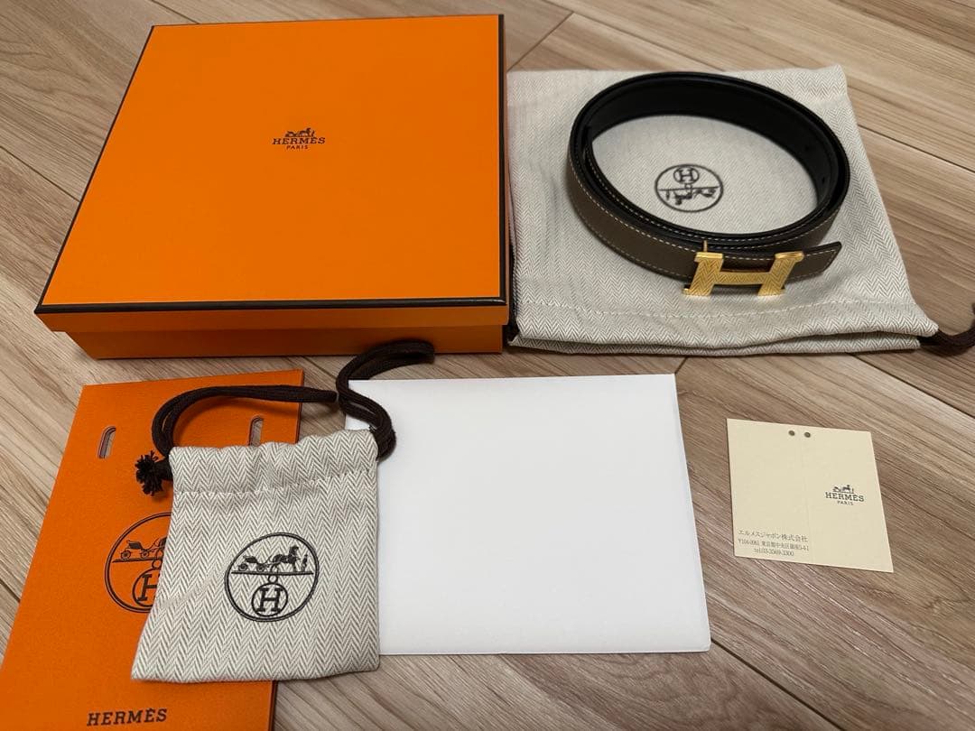 (専用)エルメス リバーシブルベルト 24mm 黒/エトゥープ ミニコンスタンス