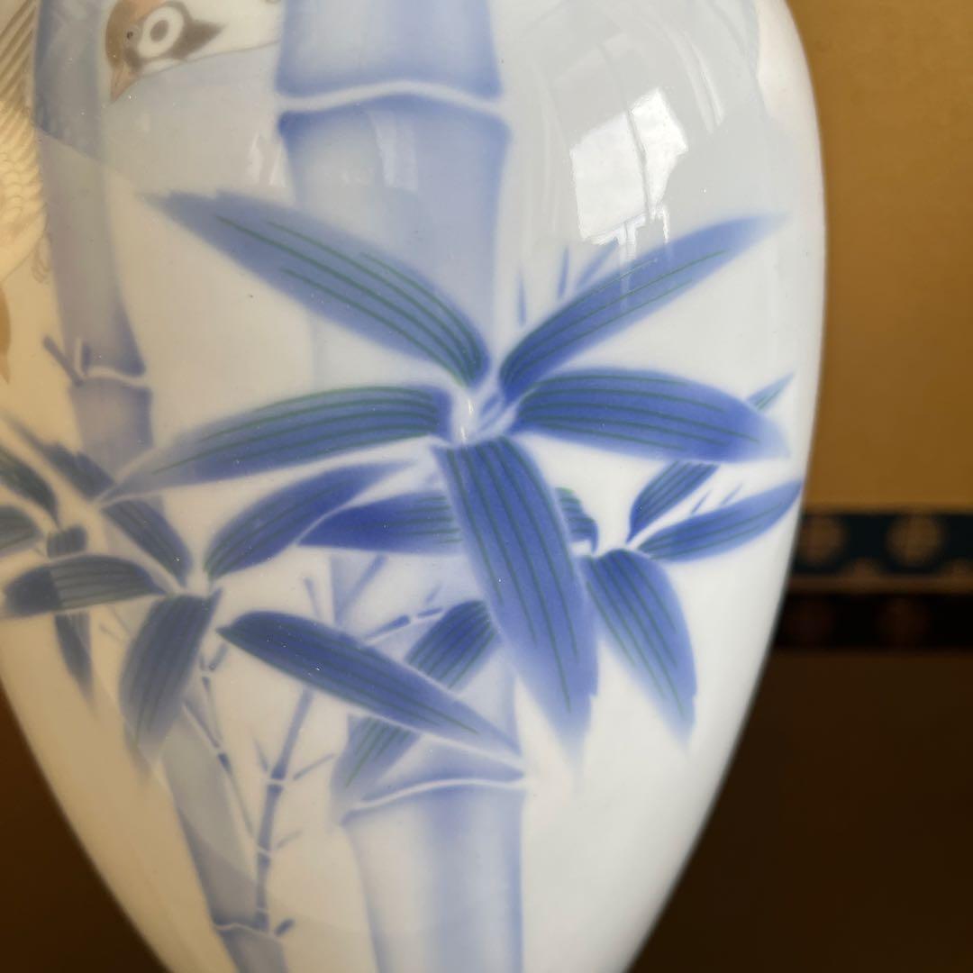 なつ【新品未使用】染付官窯 深川製磁 花瓶 花入 フラワーベース