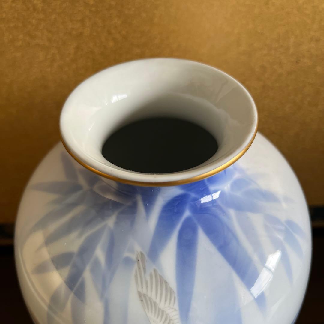 なつ【新品未使用】染付官窯 深川製磁 花瓶 花入 フラワーベース