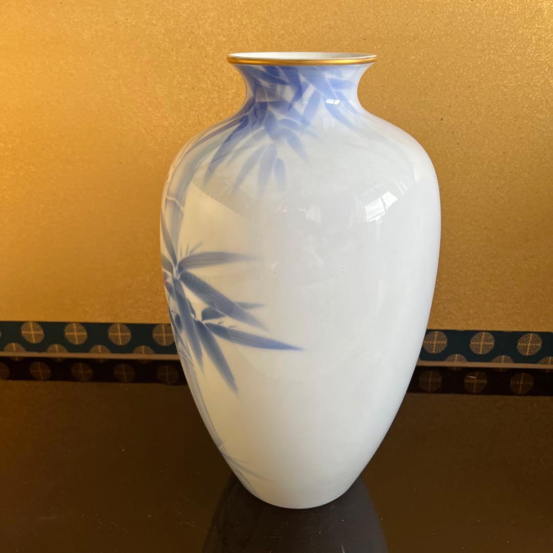 なつ【新品未使用】染付官窯 深川製磁 花瓶 花入 フラワーベース