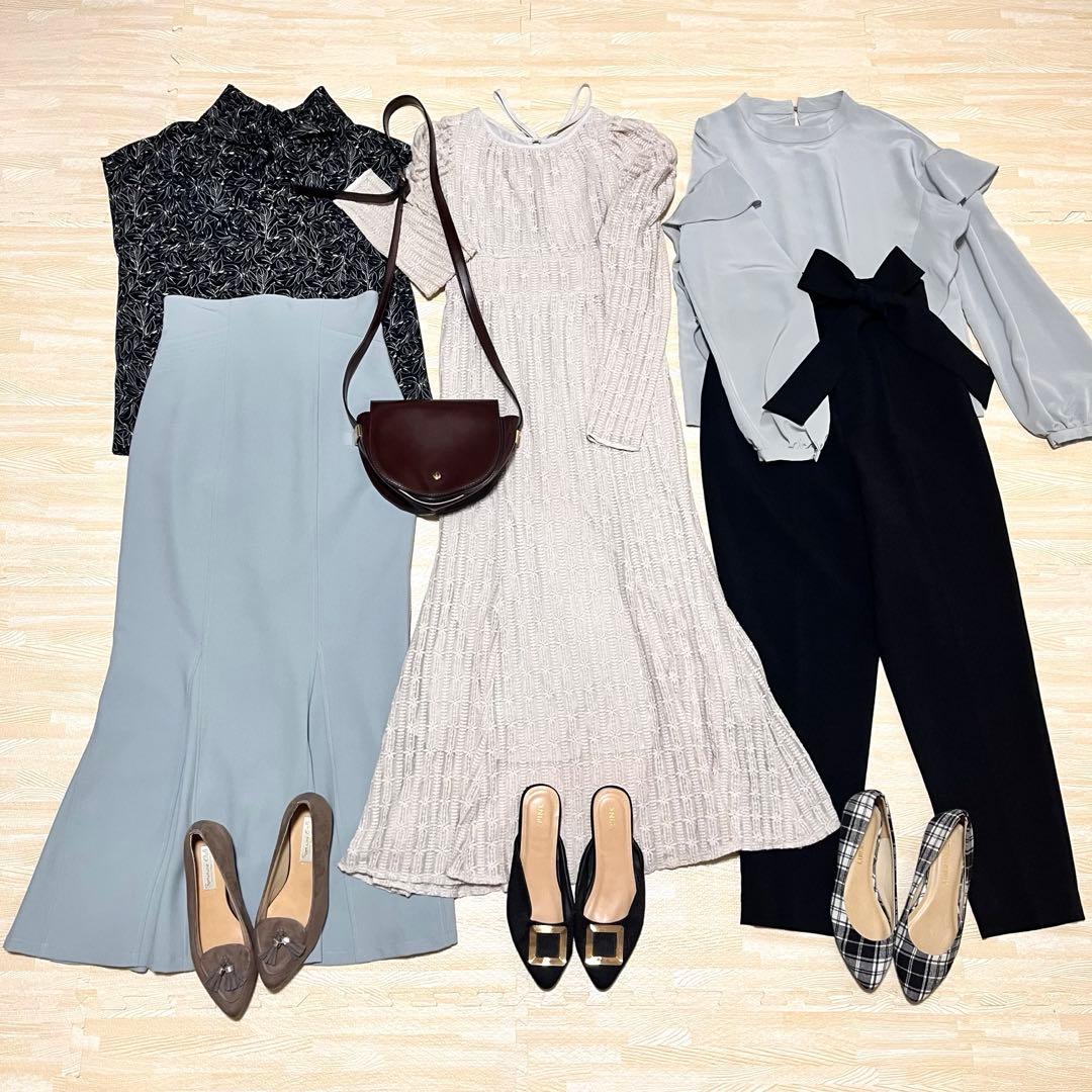 春支度♫キレイめ お姉さんコーデセット モノトーン＆ミントブルー 11点