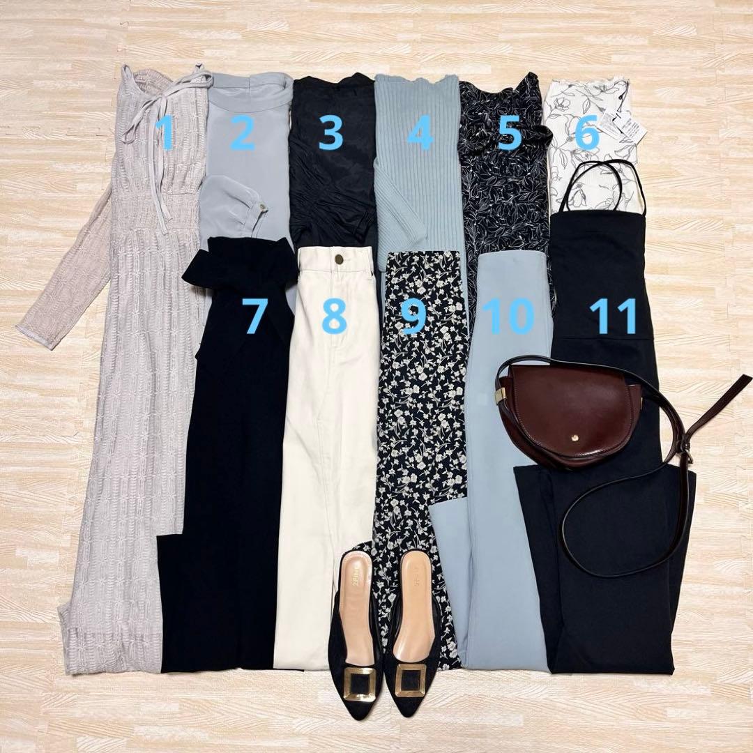 春支度♫キレイめ お姉さんコーデセット モノトーン＆ミントブルー 11点