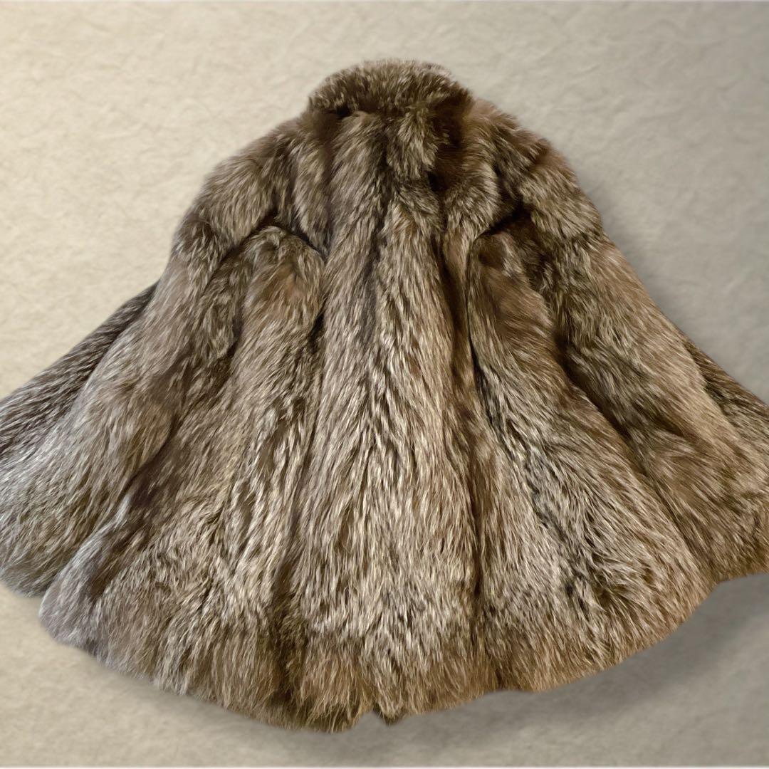 肉厚◎ 極上毛並み サガフォックス シルバーフォックス ファーコート 本毛皮