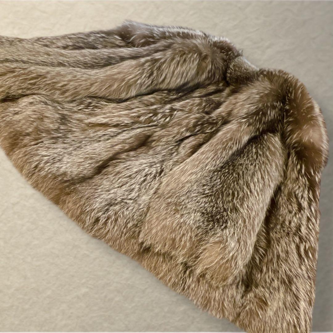 肉厚◎ 極上毛並み サガフォックス シルバーフォックス ファーコート 本毛皮