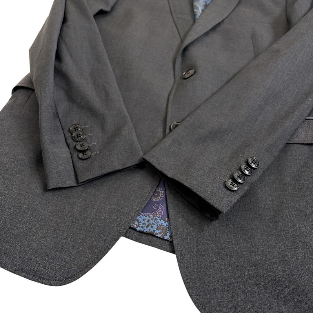 訳あり エトロ テーラードジャケット ペイズリー 48 グレー シルク混