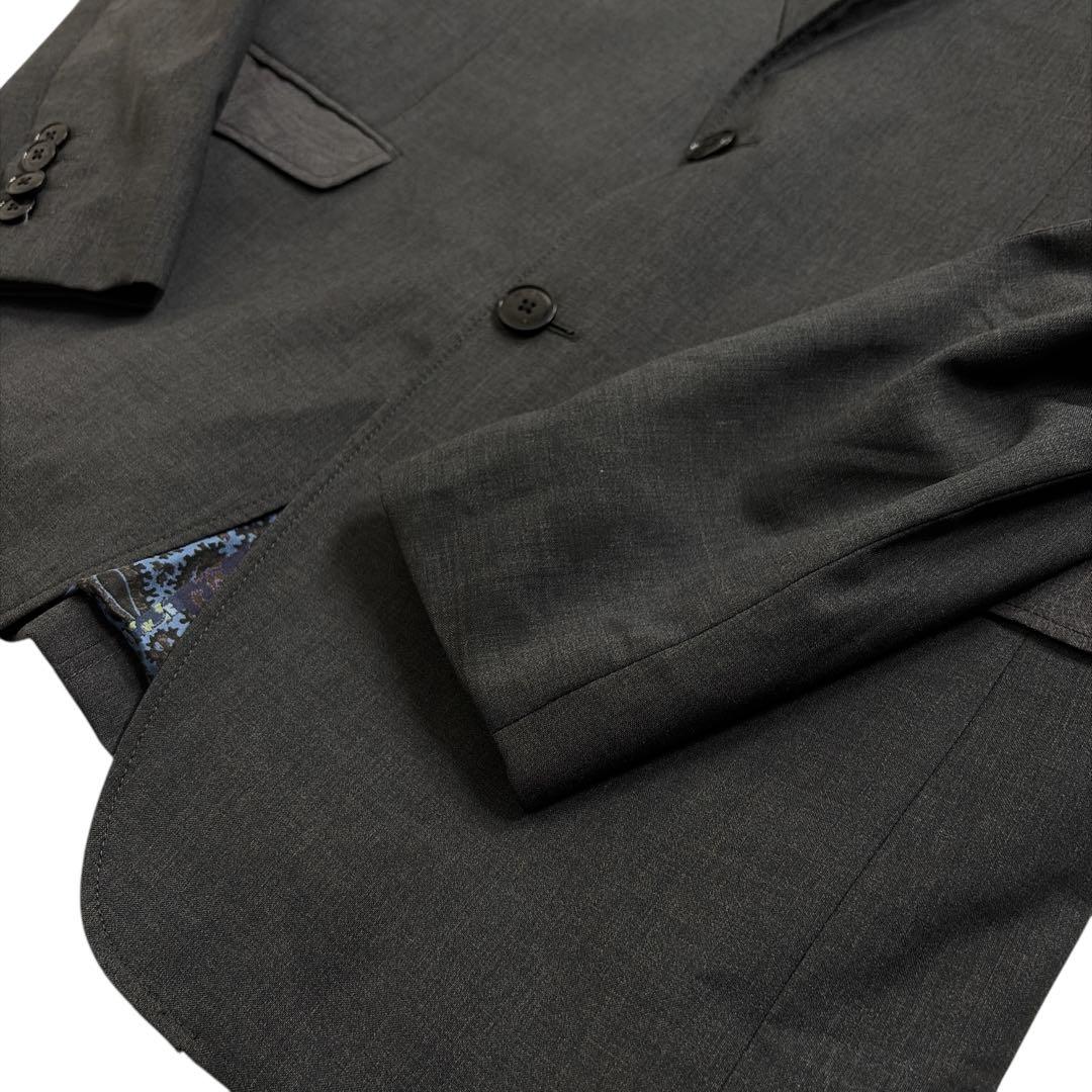 訳あり エトロ テーラードジャケット ペイズリー 48 グレー シルク混