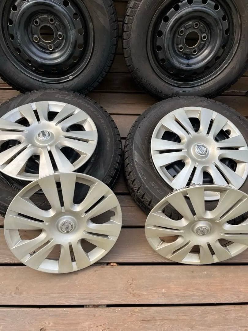 送料込セレナ等15インチ スチールホイールとスタッドレスタイヤセット