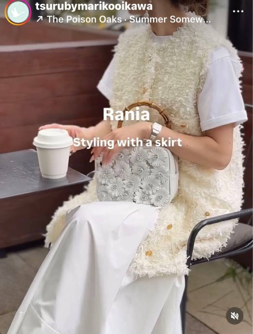 tsuru by mariko oikawa ジレ　ホワイト　フリンジベスト