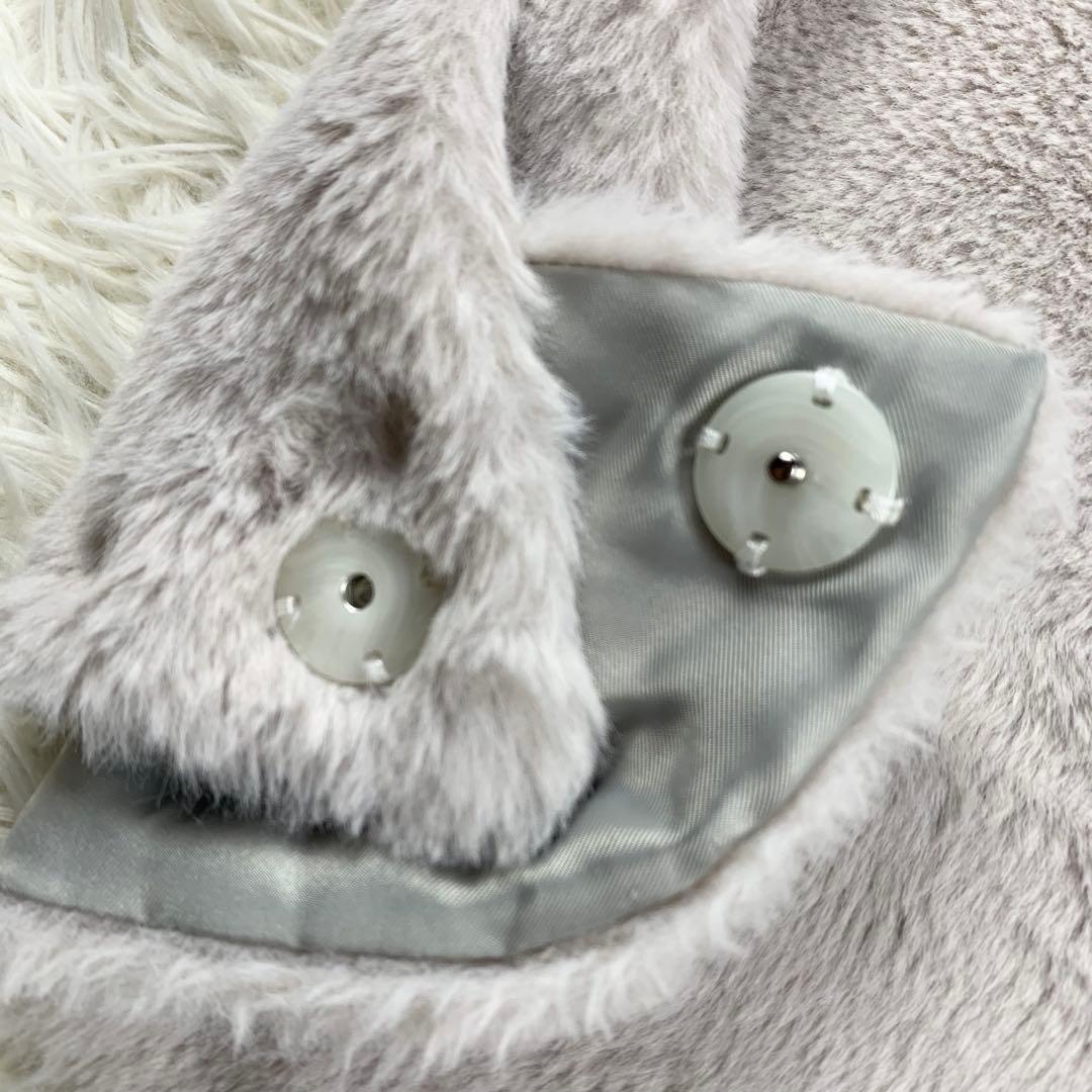 【美品】プレインピープル　エコファーオフタートルベスト　グレージュ　F