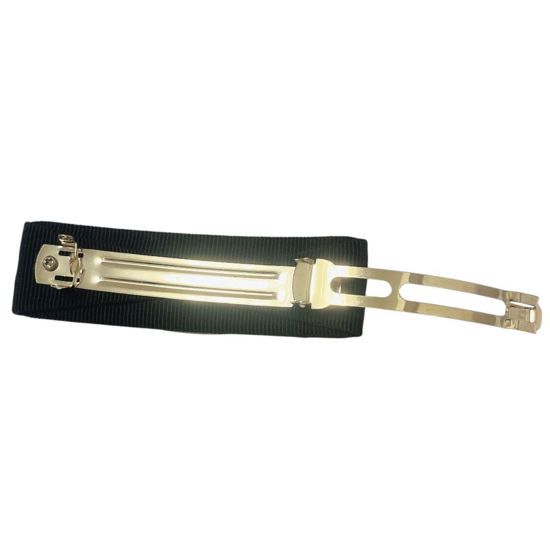 【極美品】フェラガモ バレッタ ヴァラリボン ブラック グログラン ゴールド金具