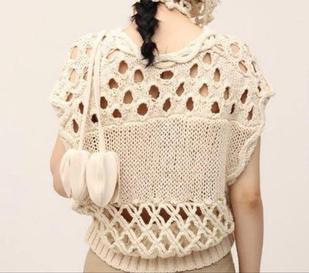 トップス leinwande mix yarn crochet top ivory