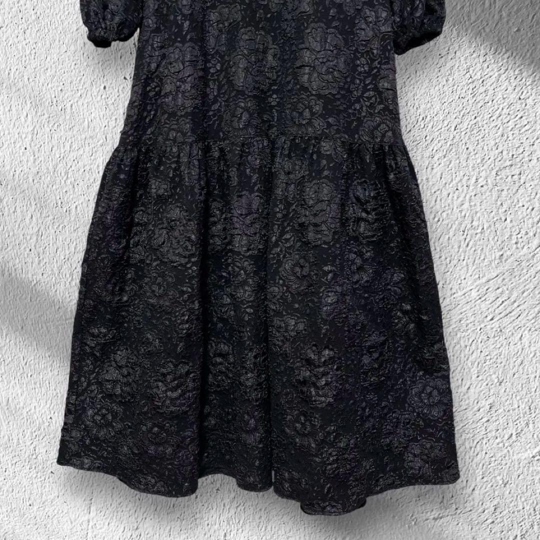 ペルナ PERNA ジャガード花柄 ロングワンピース 縦L/横XS 黒