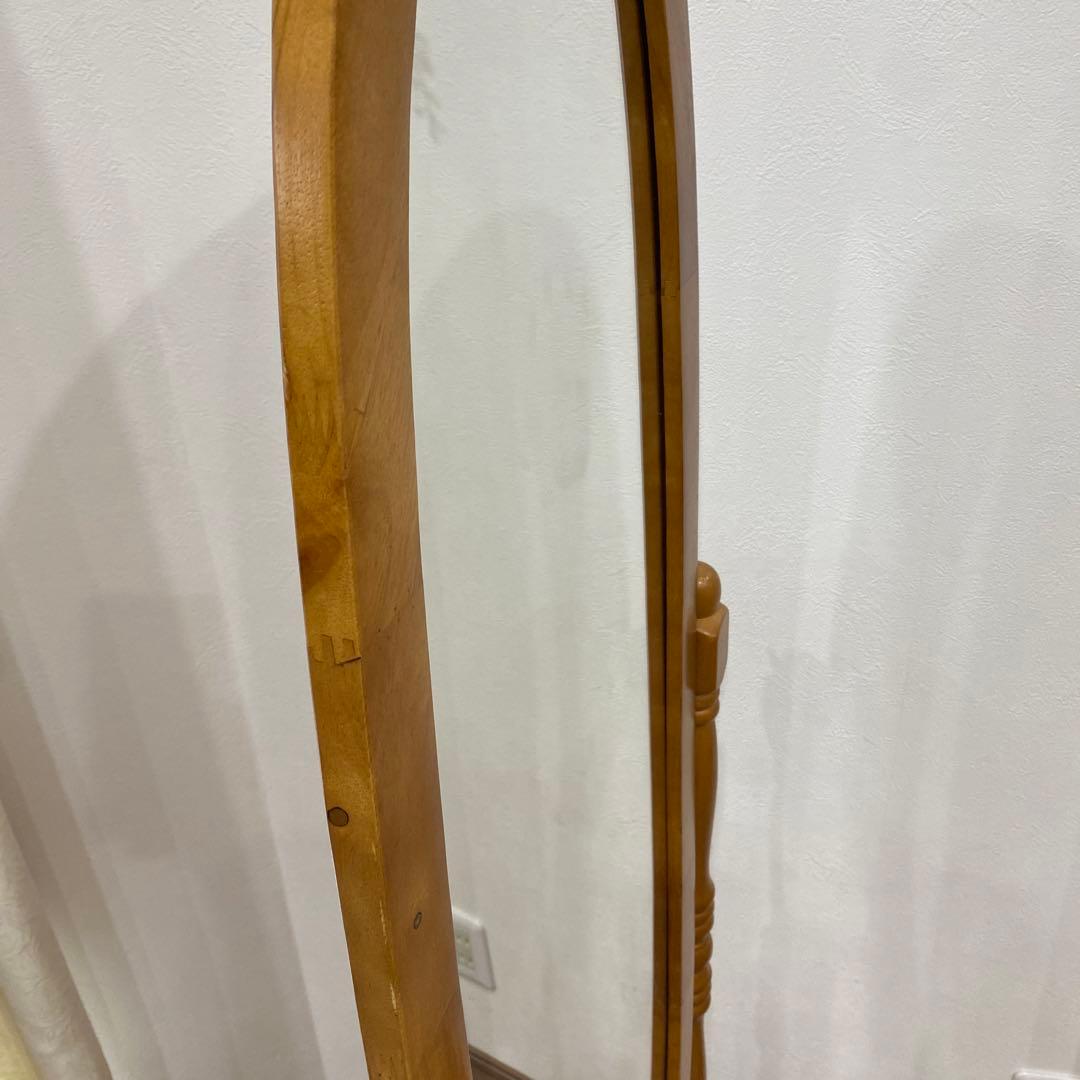 アンティーク オーバル型 木製全身鏡 スタンドミラー 脚付き 大型鏡 ビンテージ