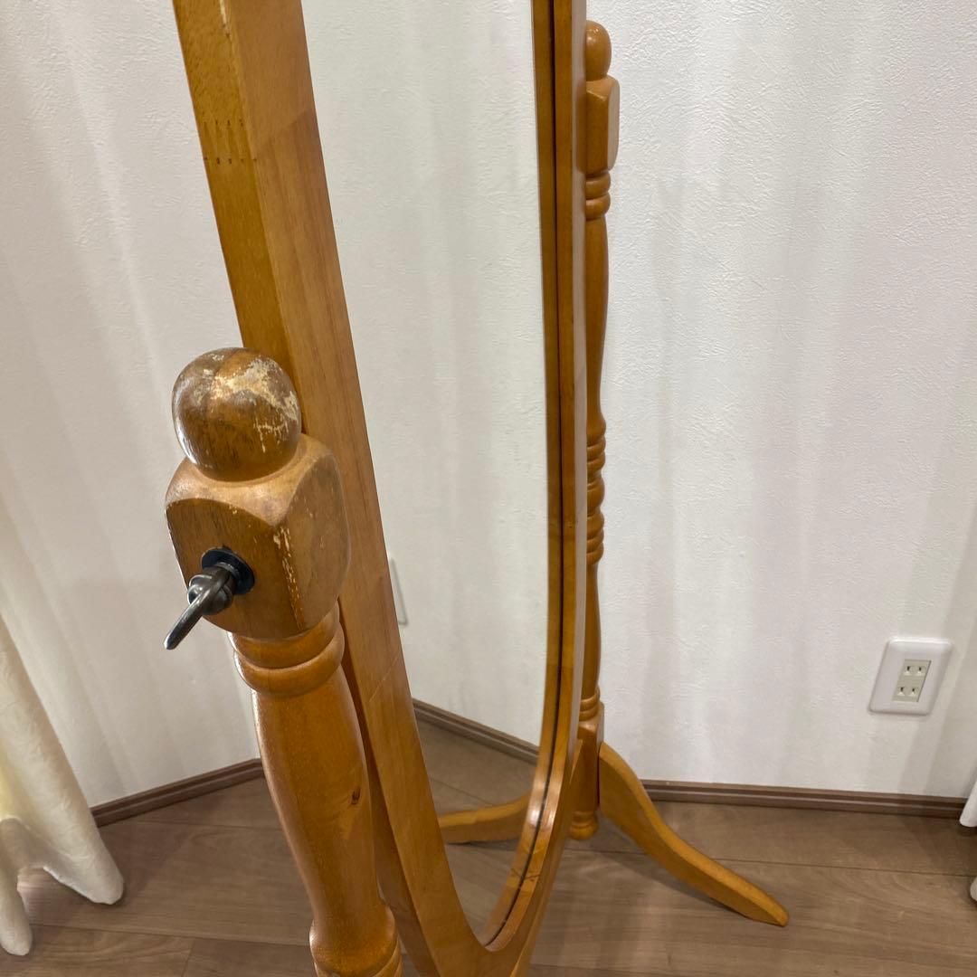 アンティーク オーバル型 木製全身鏡 スタンドミラー 脚付き 大型鏡 ビンテージ