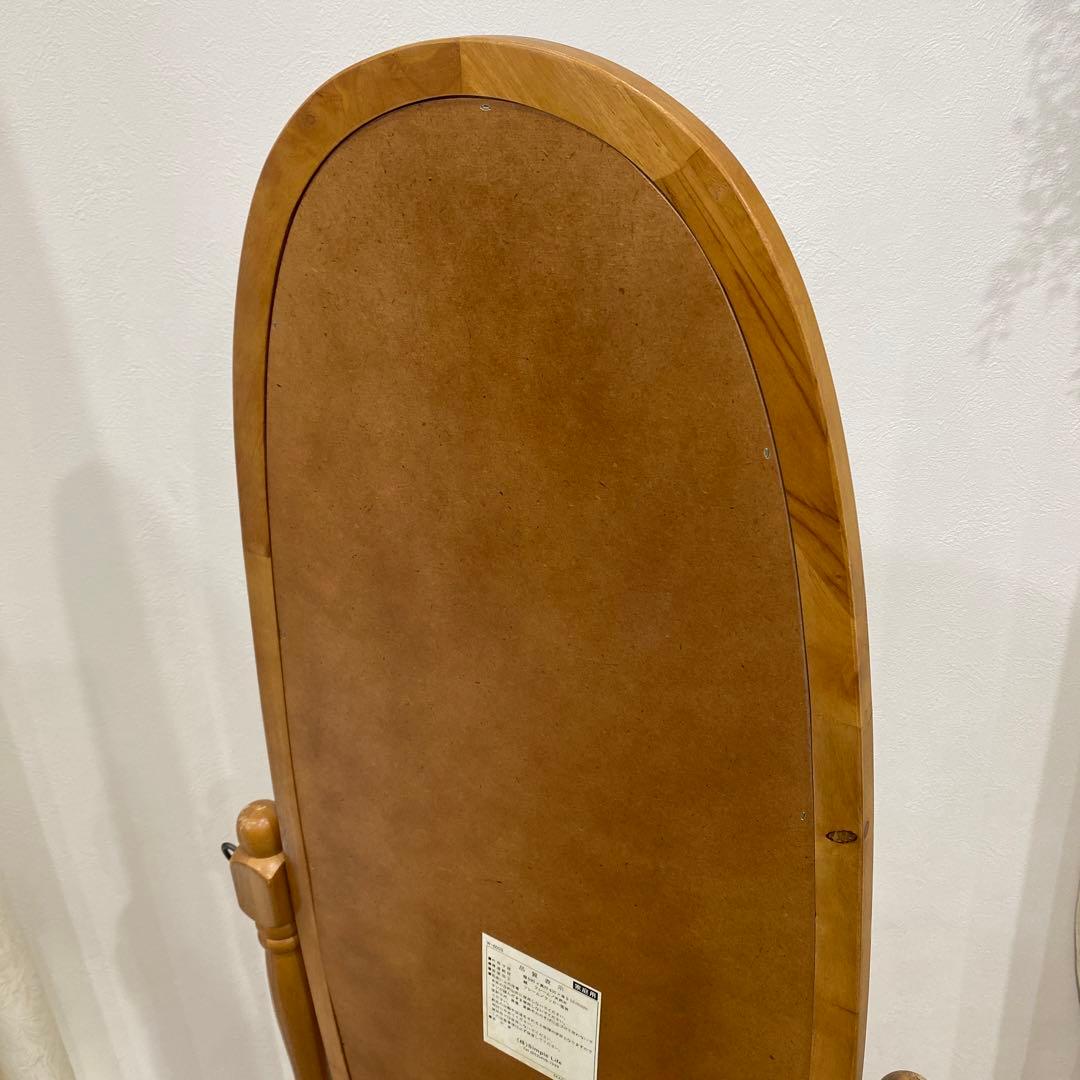 アンティーク オーバル型 木製全身鏡 スタンドミラー 脚付き 大型鏡 ビンテージ