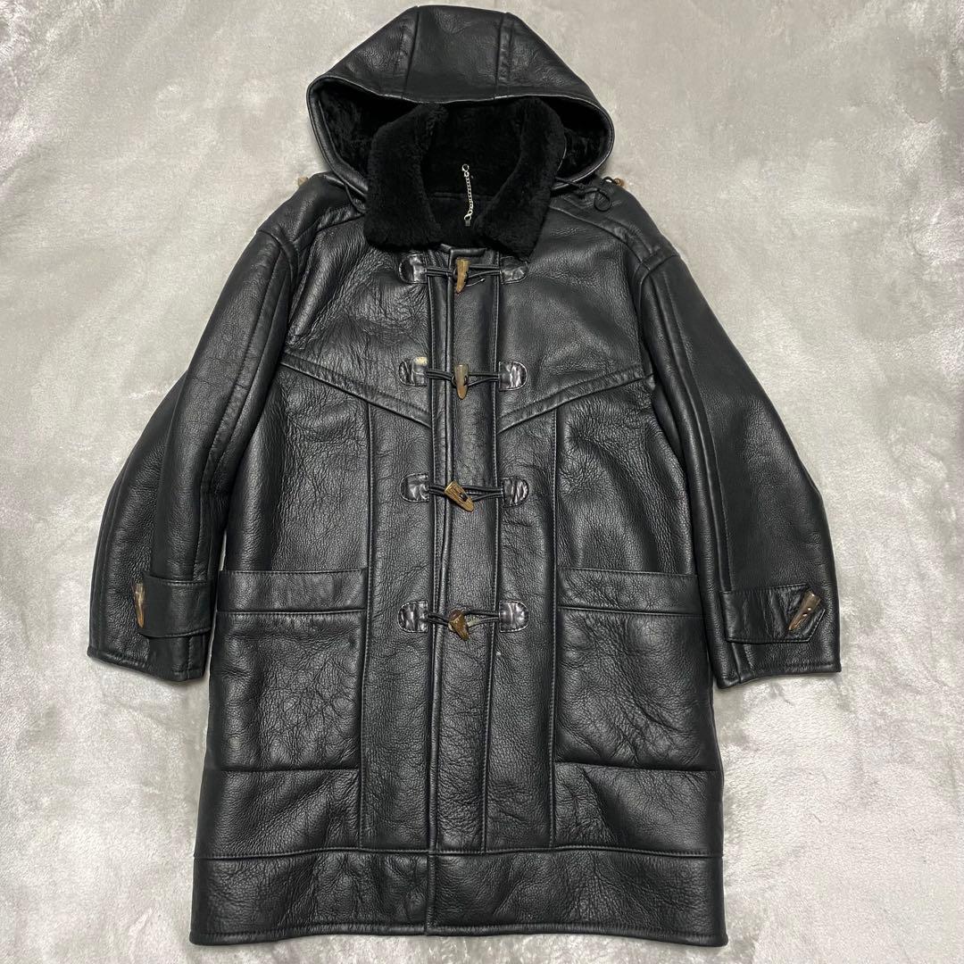 交渉中gco34 フーディーラムレザームートンダッフルコート　フード取外し可能