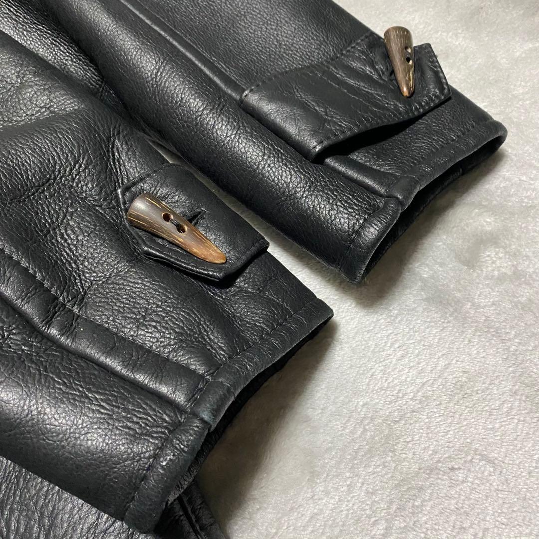 交渉中gco34 フーディーラムレザームートンダッフルコート　フード取外し可能