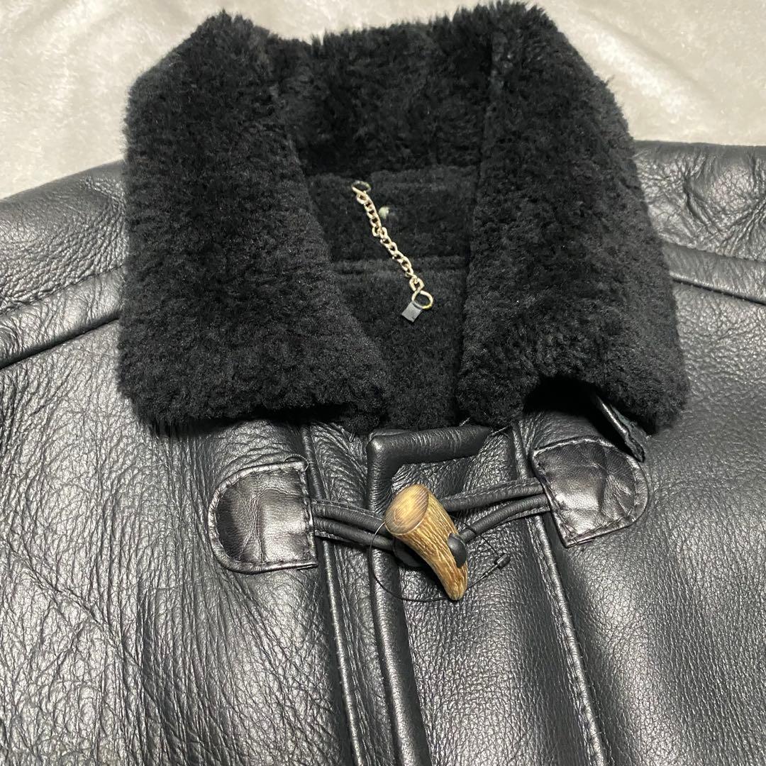 交渉中gco34 フーディーラムレザームートンダッフルコート　フード取外し可能